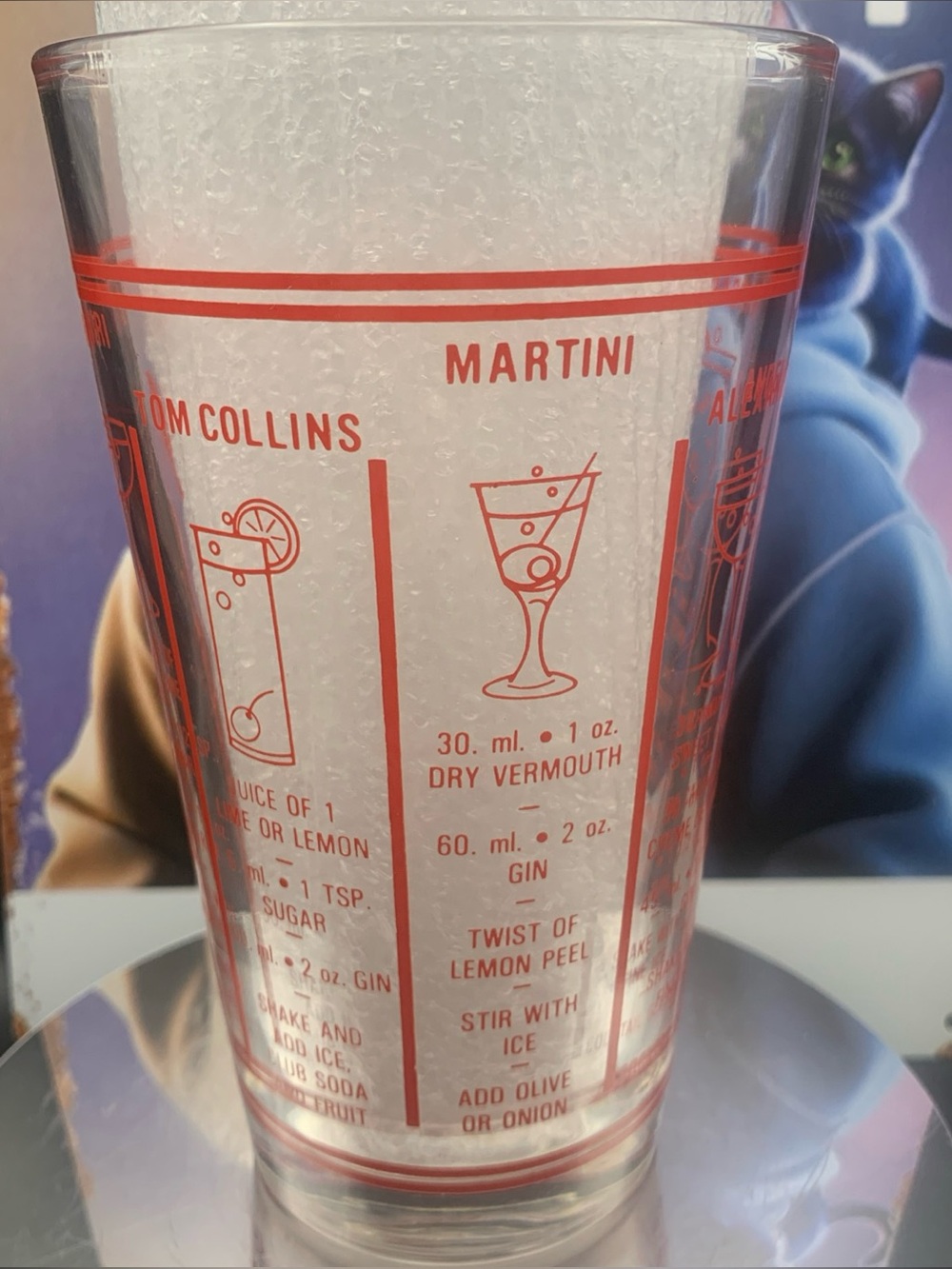 Vintage Drink Ingredients Measuring Cup Glass Tumbler Bar Daiquiri Martini